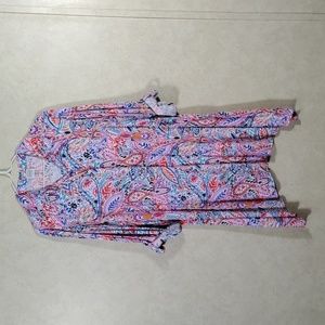 04187 Cupio multi-color tabbed sleeve button front tunic M